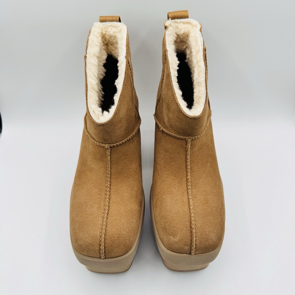Ugg New Heights Boots Women's Size 9 Chestnut Brown Platform Bootie - Picture 3 of 15